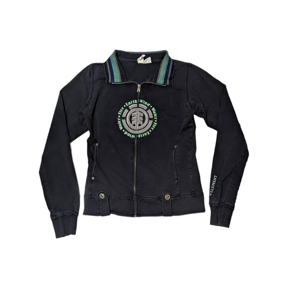 Vintage Y2K Element Embroidered Jacket Hippie Ski Earth Wind Water Fire Full Zip - Picture 1 of 8